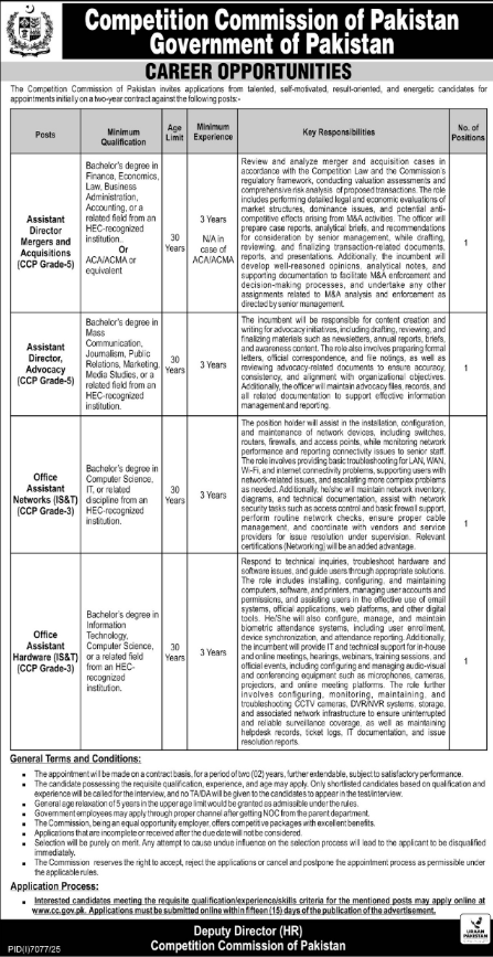 Competition Commission Of Pakistan Islamabad Jobs 2026